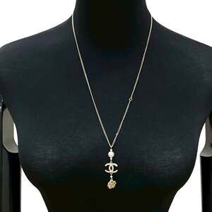 Chanel Cc Logo Flower Pendant Necklace #222168C13B